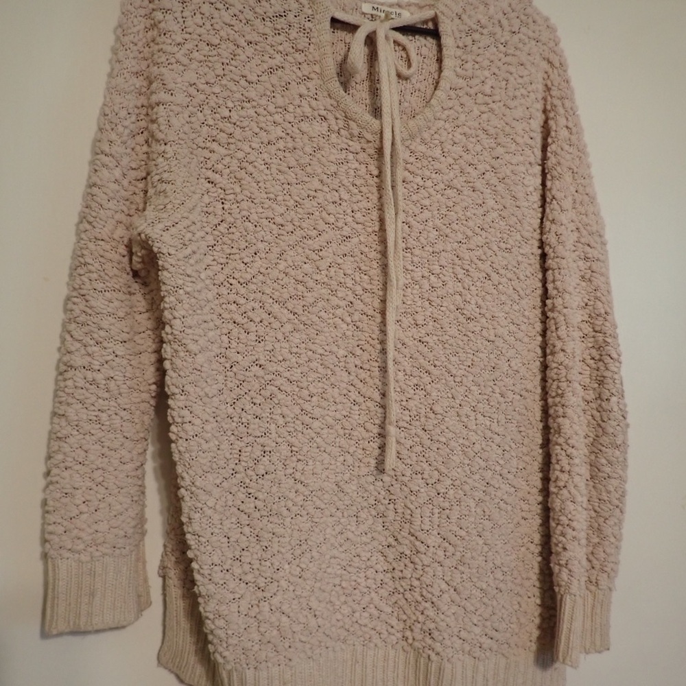 Miracle Cream Crew Neck Sweater Plush Comfort with Hood